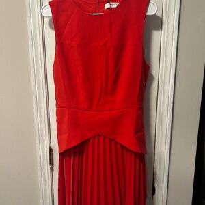 Commense Vibrant Red knee length Dress with pleated skirt. NWT size XL
